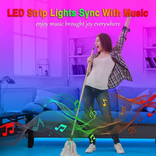 Alt view image 4 of 7 - 50ft / 15M Led Strip Lights Smart Sync Music Led Lights for Bedroom Home Decoration, APP Control