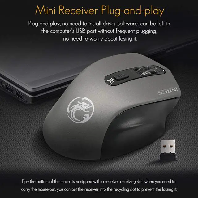 Alt view image 4 of 7 - Ergonomic Wireless Silent PC Mouse - 2.4Ghz Wireless Mouse, 1600 dpi Dpi Three-Speed Adjustment, Comfortable to Hold Pc Gaming Mice, Smart and Point-Saving Home Office Accessories