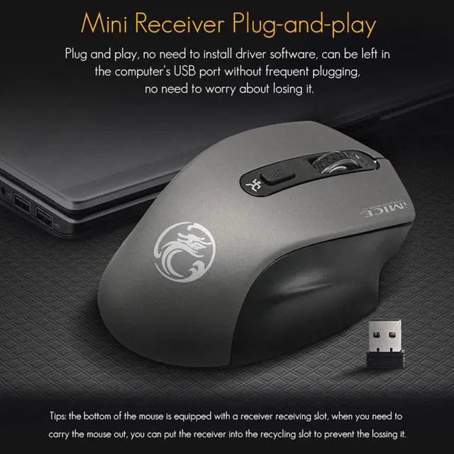 Alt view image 4 of 7 - Ergonomic Wireless Silent PC Mouse - 2.4Ghz Wireless Mouse, 1600 dpi Dpi Three-Speed Adjustment, Comfortable to Hold Pc Gaming Mice, Smart and Point-Saving Home Office Accessories