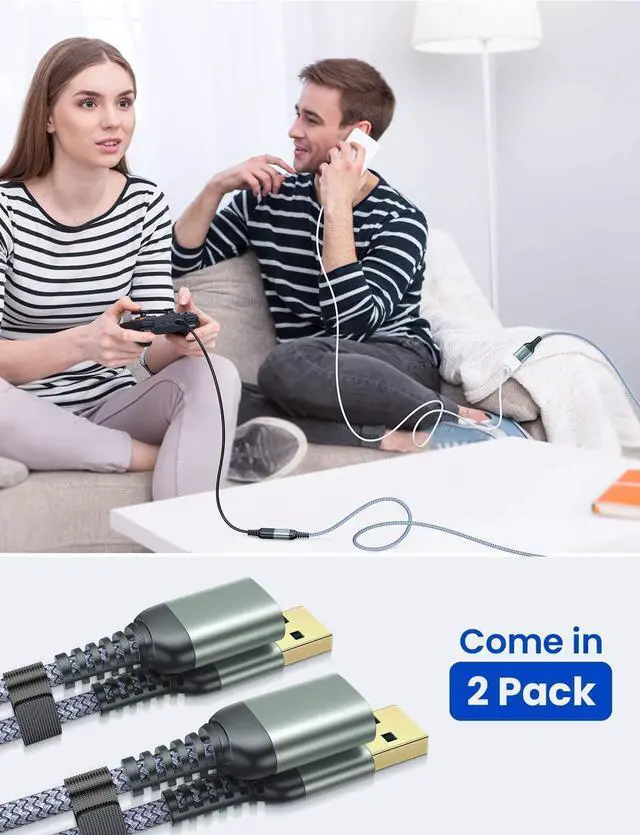 Alt view image 6 of 7 - 2 PACK 6.6FT+6.6FT, USB 3.0 Extension Cable Type A Male to Female Extension Cord DURABLE BRAIDED MATERIAL Fast Data Transfer Compatible with USB Keyboard, Mouse, Flash Drive, Hard Drive
