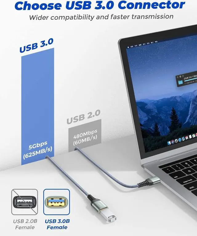 Alt view image 2 of 7 - 2 PACK 6.6FT+6.6FT, USB 3.0 Extension Cable Type A Male to Female Extension Cord DURABLE BRAIDED MATERIAL Fast Data Transfer Compatible with USB Keyboard, Mouse, Flash Drive, Hard Drive