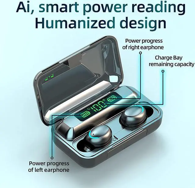 Alt view image 3 of 7 - Ture Wireless Earbuds Headphones, Bluetooth 5.0 Wireless Earphones Touch Control, IPX7 Waterproof TWS Stereo in Ear Built in Mic Headset, Noise Canceling Deep Bass Earbuds for Sport, Work, Home