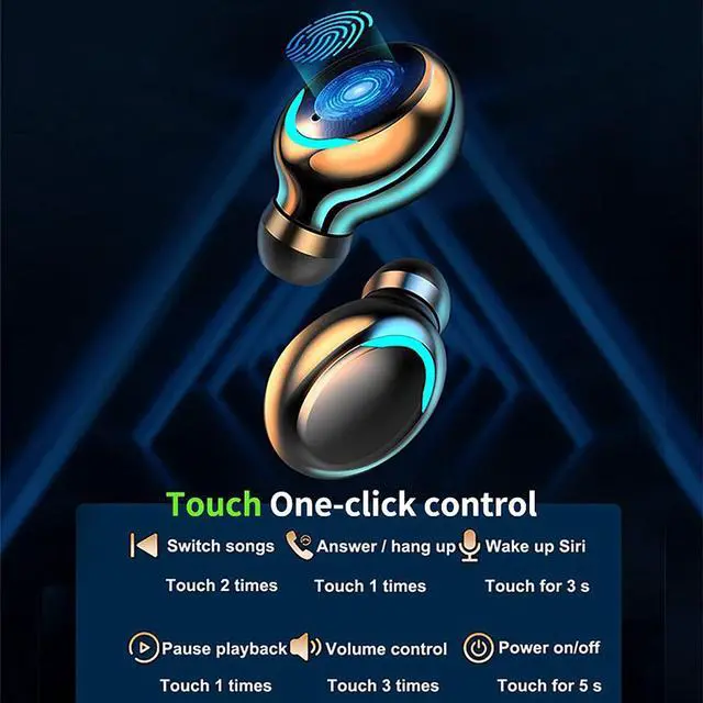 Alt view image 6 of 7 - Ture Wireless Earbuds Headphones, Bluetooth 5.0 Wireless Earphones Touch Control, IPX7 Waterproof TWS Stereo in Ear Built in Mic Headset, Noise Canceling Deep Bass Earbuds for Sport, Work, Home