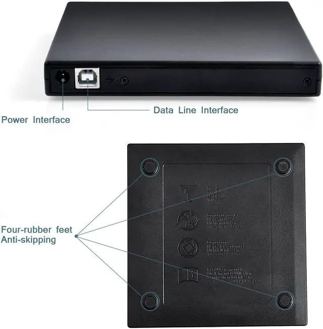 Alt view image 5 of 7 - External USB2.0 CD Drive, Protable External DVD Drive, USB Slim Portable CD-RW DVD-R Combo Burner Writer Player for Laptop Notebook PC Desktop Computer, Black