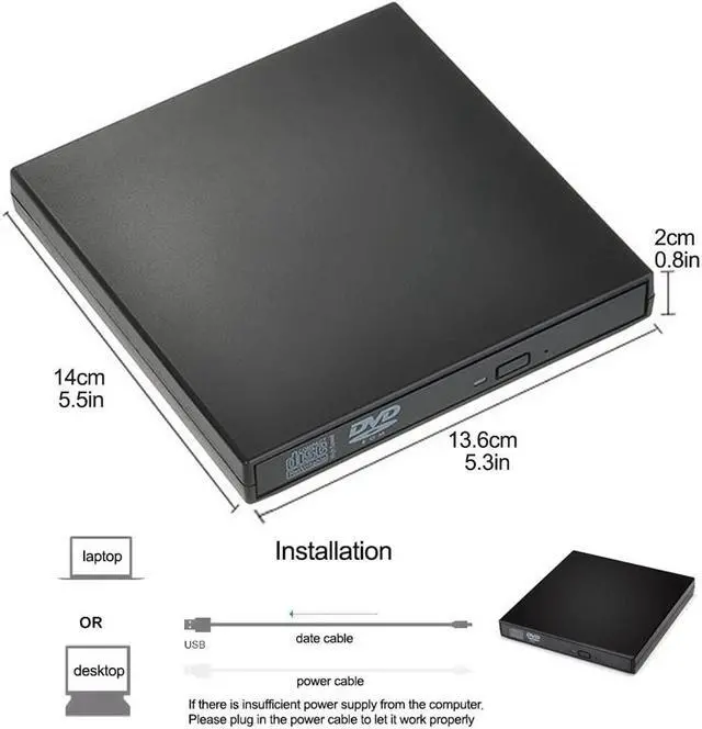 Alt view image 4 of 7 - External USB2.0 CD Drive, Protable External DVD Drive, USB Slim Portable CD-RW DVD-R Combo Burner Writer Player for Laptop Notebook PC Desktop Computer, Black