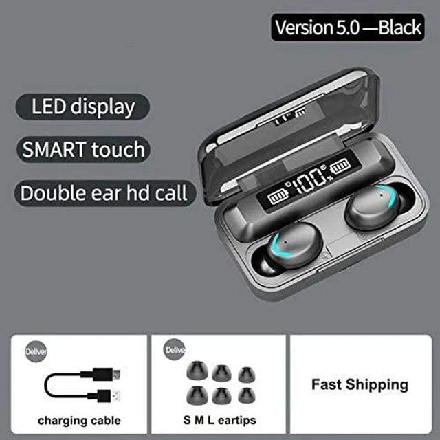 Alt view image 7 of 7 - Ture Wireless Earbuds, TWS Bluetooth 5.0 Earphones, Sport In Ear Headphones Matte Design Earbuds with Battery Charging Case, Built-in Microphone Bluetooth Headset for IOS Android Phones (Black)