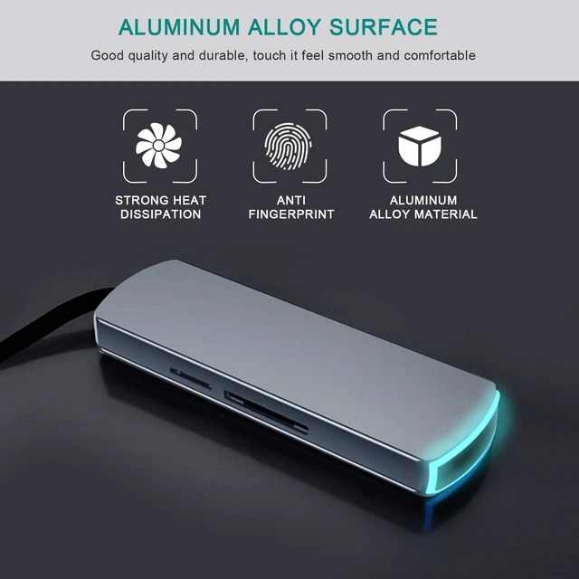 Alt view image 7 of 7 - USB C Hub Laptop Docking Station, USB C Dongle 8 in 1 USB C to HDMI Multiport Adapter with PD Fast Charge 4K HDMI 3 USB 3.0 Ports SD/TF Card Reader for MacBook Pro