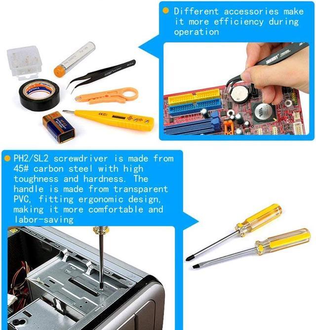 Alt view image 5 of 6 - Network Tool Kit Set of 17 Ethernet Cable Crimper Punch Down Tool RJ45 Crimp Tool Kit 8P8C 4P4C 6P6C Connectors RJ45 RJ11 Lan Cat5 Cat6 Cable Tester