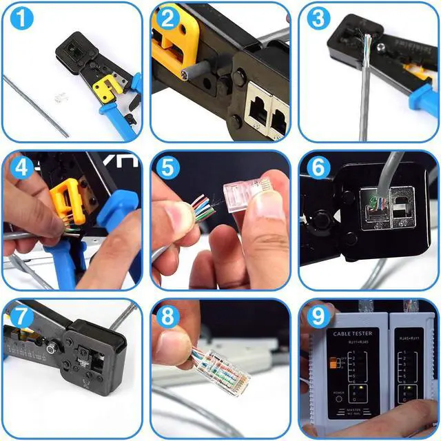 Alt view image 3 of 6 - Rj45 Crimping Tool Kit for CAT5/CAT6, Professional Computer Maintenacnce LAN Cable Tester Network Repair Tool Set by SILIVN - 8pcs/Pack