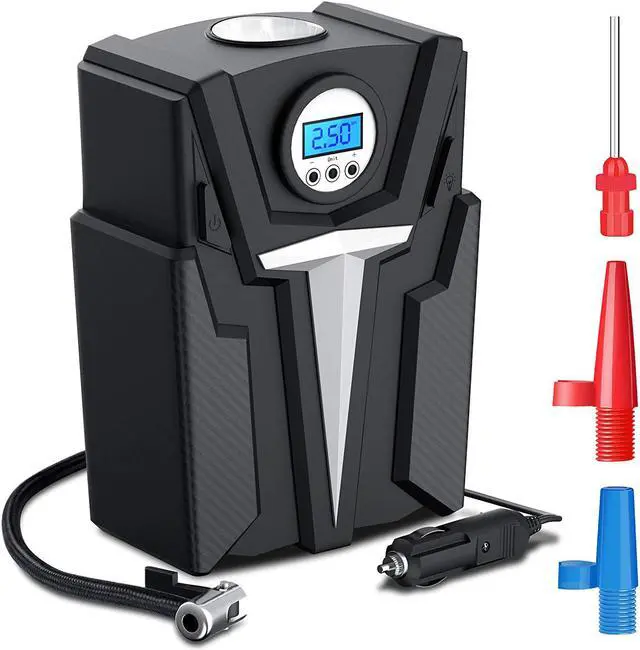 Main image of Tire Inflator for Car, Portable air Compressor for car Tires, 12V DC tire Pump with led Light, Digital air Pump for Bicycle and Other Inflatables(Black)
