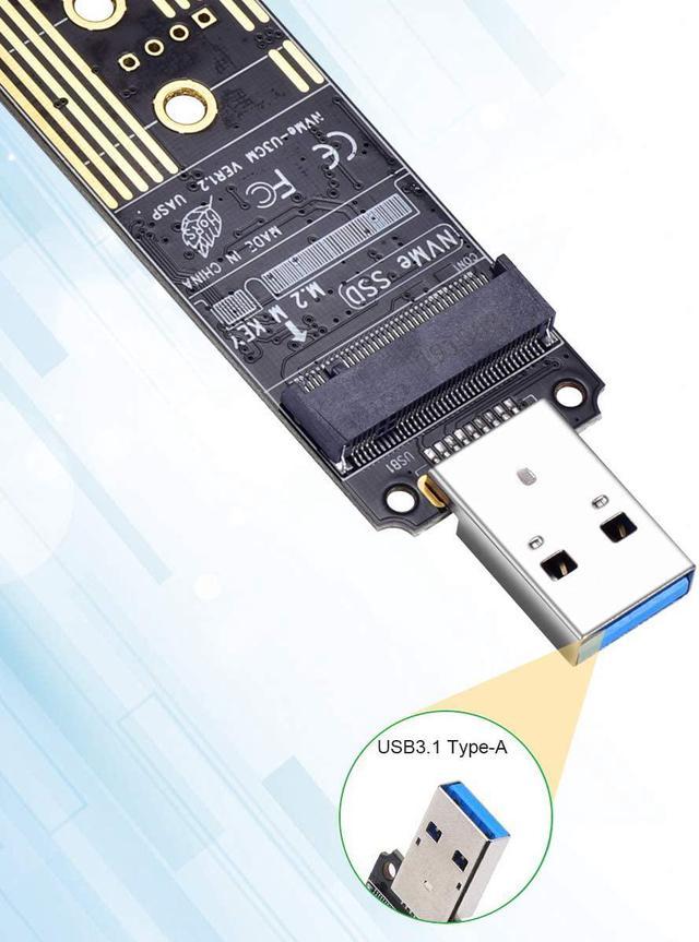 NVMe to USB Adapter, M.2 SSD to USB 3.1 Type A Card, Based Key M.2