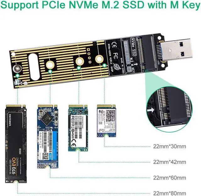 Alt view image 5 of 7 - M.2 NVME USB 3.1 Adapter, M-Key M.2 NVME to USB Card Reader USB 3.1 Gen 2 Bridge Chip with 10 Gbps High Performance, Compatible with Samsung 950/960/970 Evo/Pro or Other M.2 SSDs with PCI-E Type