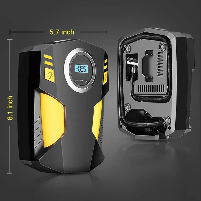 Alt view image 7 of 7 - Digital Tyre Inflator 12V for Car, Portable Air Compressor Car Tyre Pump 100PSI Rapid Car Tyre Inflator Air Pump with 30L/Min Air Flow, 3 Nozzle Adaptors and Digital LED Light