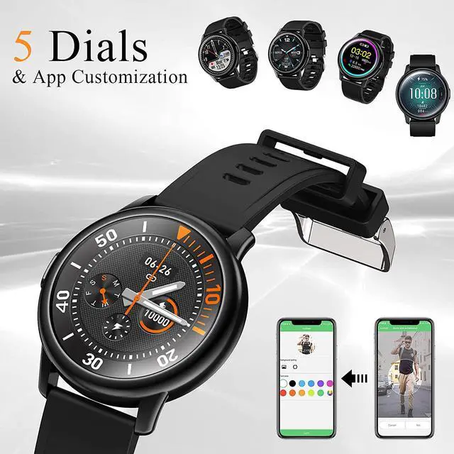 Alt view image 3 of 6 - Smart Watch, Fitness Watch with Heart Rate Monitor, Full Touch Color Screen Pedometer Sleep Blood Pressure Blood Oxygen Tracker, IP68 Waterproof Activity Tracker, Smartwatch for Android and iOS