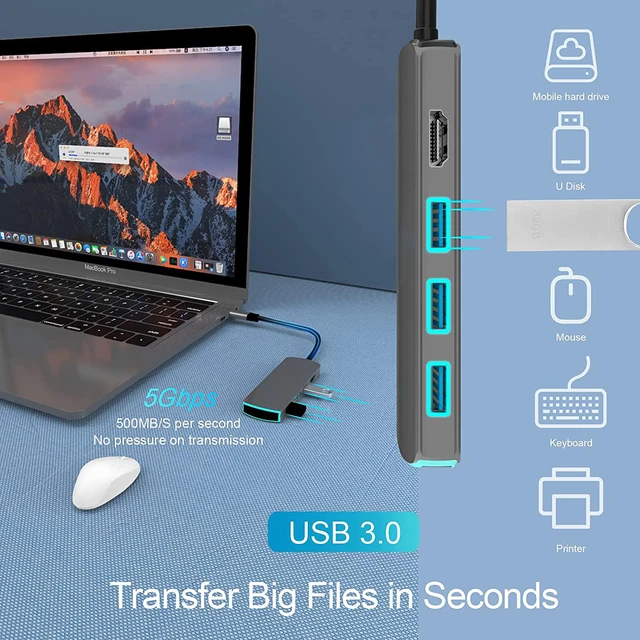 Alt view image 3 of 7 - USB C Hub-Dongle, 8 in 1 Type C Hub USB C to HDMI Multiport Adapter Compatible for MacBook Pro&Air Accessories USB C Laptops and Other Type C Devices (TF/SD Card Reader 100W PD/4K HDMI USB3.0)