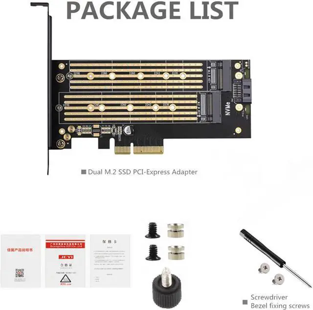 Alt view image 6 of 7 - Dual M.2 PCIE Adapter for SATA or PCIE NVMe SSD with Advanced Heat Sink Solution,M.2 SSD NVME (m Key) and SATA (b Key) 22110 2280 2260 2242 2230 to PCI-e x 4 Host Controller Expansion Card