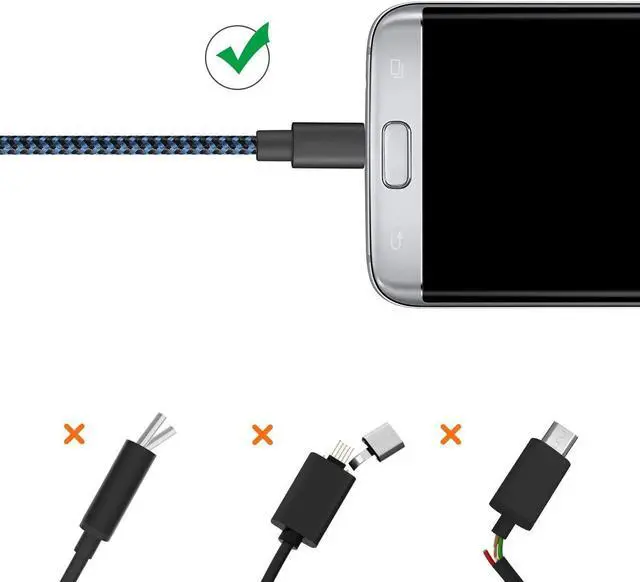 Alt view image 4 of 7 - Micro USB Cable 3ft/1M, 3Pack 3FT Nylon Braided High Speed Micro USB Charging and Sync Cables Android Charger Cord Compatible Samsung Galaxy S7 Edge/S6/S5/S4,Note 5/4/3,LG,Tablet and More(Blue)