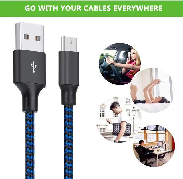 Alt view image 7 of 7 - Micro USB Cable, 3Pack 10FT/3M Android Charger Cable Long Nylon Braided Sync and Fast Charging Cord Compatible with Samsung Galaxy S7 S6 Edge, Kindle, Android Smartphones, Tablets and More