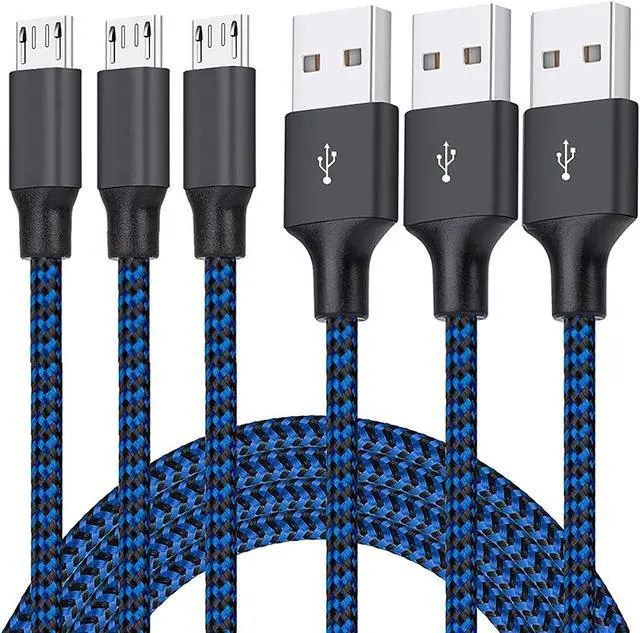 Main image of Micro USB Cable, 3Pack 6FT/2M Android Charger Cord Long Nylon Braided Sync and Fast Charging Cables Compatible with Samsung Galaxy S6 S7 Edge, Android & Windows Smartphones and More- Blue