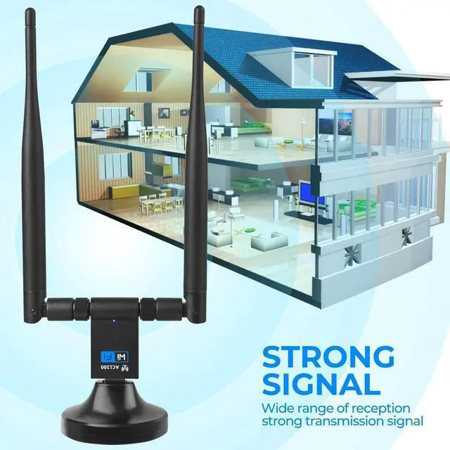 Alt view image 4 of 7 - 1200Mbps USB WiFi Adapter for PC, USB 3.0 Wireless Computer Network Adapter with 2.4GHz/5GHz High Gain Dual Band 5dBi Antenna, Supports Windows 10/8.1/8/7/XP,  Mac 10.6-10.15, Linux