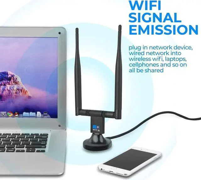 Alt view image 6 of 7 - 1200Mbps USB WiFi Adapter for PC, USB 3.0 Wireless Computer Network Adapter with 2.4GHz/5GHz High Gain Dual Band 5dBi Antenna, Supports Windows 10/8.1/8/7/XP,  Mac 10.6-10.15, Linux