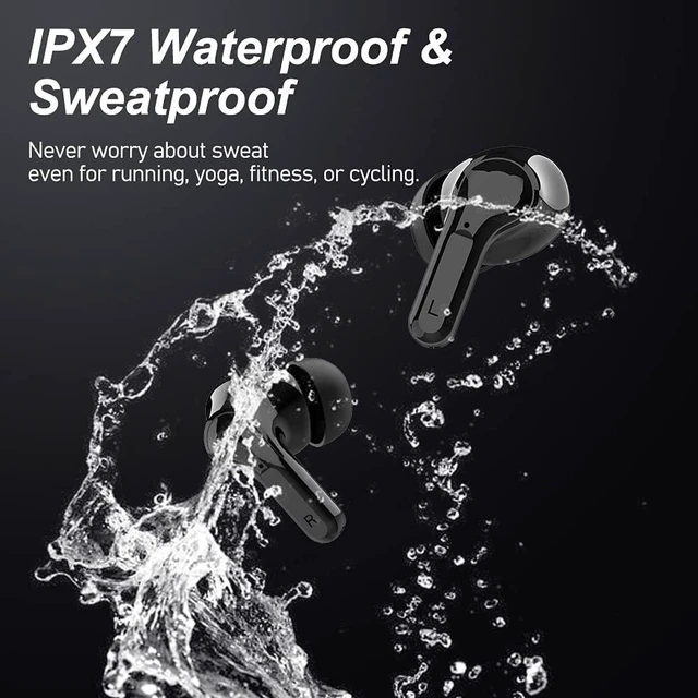 Alt view image 6 of 7 - Ture Wireless Earbuds, Bluetooth 5.0 Earphones Hi-Fi Stereo Active Noise Cancelling Headphones 32H Playtime True Wireless Earbuds IP7 Waterproof Headset In-Ear Headphones with Mic for Travel Gym