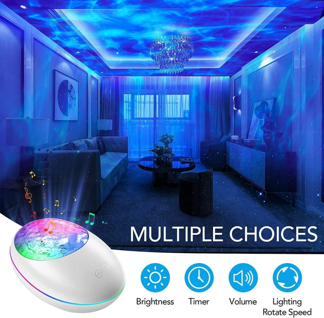 Alt view image 5 of 6 - Star Projector, Galaxy Projector Ocean Wave Projector with Music Player Timer Bluetooth, Kids Night Light Projector with Color Changing Lights Remote, Skylight Star Projector for Adults Kids