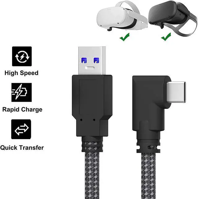 Alt view image 2 of 7 - USB 3.0 A to C VR Link Cable for Oculus Quest 2 10ft / 3M, USB C 3.2 Gen1/ 5Gbps Oculus Quest 2 Link Cable, Fast Charging & PC Data Transfer Compatible for Oculus Quest 1 / Quest 2 Headset Link Cord
