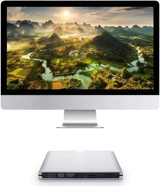 Alt view image 7 of 7 - External DVD CD Drive, Aluminum USB 3.0 Lightscribe DVD Burner Type-C Portable DVD CD +/-RW Rewriter Reader Slim Optical Drive Compatible with Macbook Laptop Desktop (Silver)