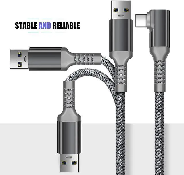Alt view image 7 of 7 - for Oculus Quest 2 Link Cable 16ft/5M, Nylon Braided 90 Degree Angle USB-A to USB-C cable with 5Gbps Data Transfer and 60W Fast Charging for Meta/Oculus Quest 2 and Quest VR headset and More