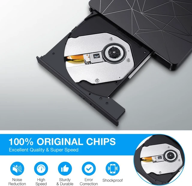 Alt view image 5 of 7 - External CD DVD Drive, 2 in 1 Type C & USB 3.0 Slim Portable CD+/-RW DVD ROM Player Reader For Laptop, Desktop Pc Windows 7/8/10/Xp/Linux and Macbook
