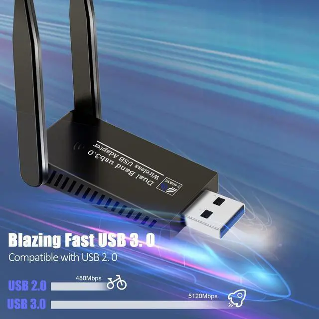 Alt view image 3 of 7 - USB WiFi Adapter 1300Mbps, Dual 5dBi High Gain Antenna Wireless Adapter for PC Desktop Laptop 2.4Ghz/5Ghz WiFi dongle Features 802.11ac Compatible with Windows 10/7/8/8.1/XP/Vista Mac OS Linux