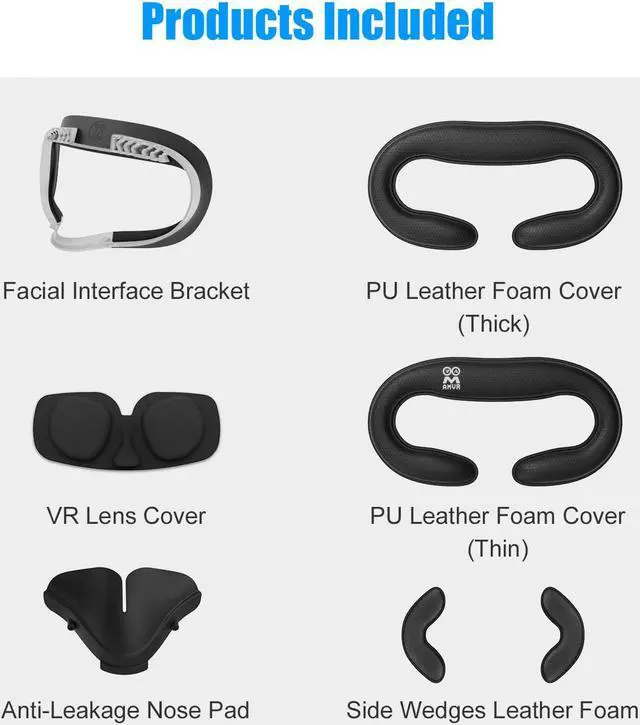 Alt view image 7 of 7 - Resilient VR Facial Vent Soft Interface Bracket & Anti-Leakage Light PU Leather Foam Face Cover Replacement Pad Custom Comfort Accessories 7-Piece Set for Oculus Quest 2 (7-in-1)