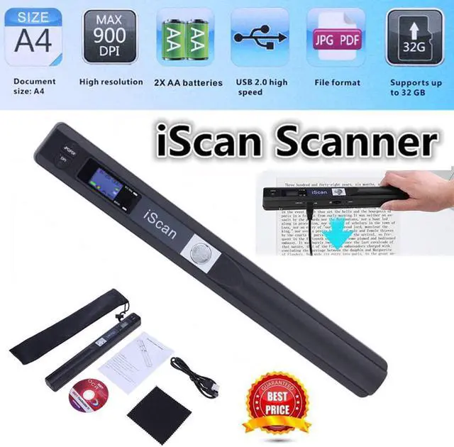 Alt view image 7 of 7 - Portable Scanner iSCAN 900 DPI A4 Document Scanner Handheld for Business, Photo, Picture, Receipts, Books, JPG/PDF Format Selection, Micro SD Card Hand Scanner
