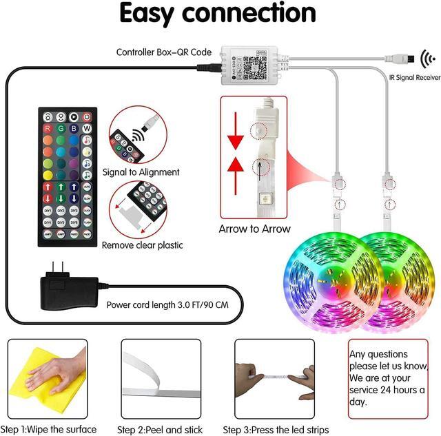 Alt view image 5 of 7 - LED Strip Lights, 65ft / 20M Smart Rope Light Strips with 44-Key Remote, RGB 5050 Color Changing Music Sync Led Strip, Phone App Control Led Lights for Bedroom, Living Room Christmas Party Decoration
