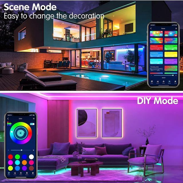 Alt view image 4 of 7 - LED Strip Lights, 65ft / 20M Smart Rope Light Strips with 44-Key Remote, RGB 5050 Color Changing Music Sync Led Strip, Phone App Control Led Lights for Bedroom, Living Room Christmas Party Decoration