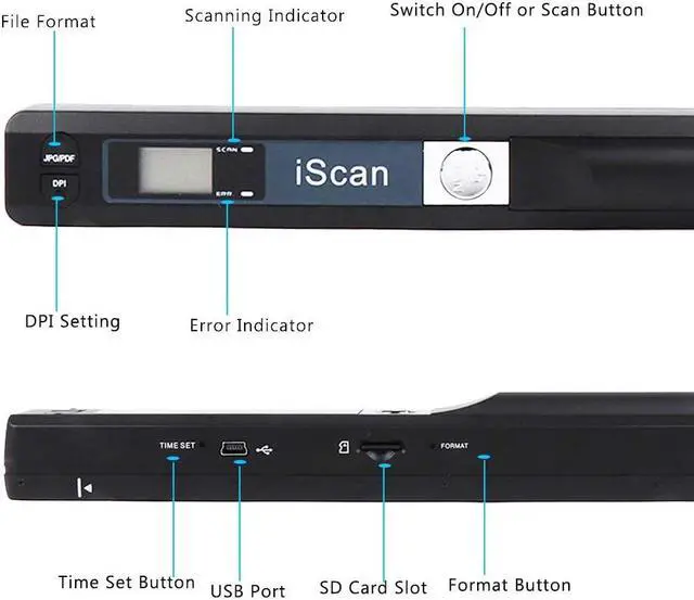 Alt view image 6 of 7 - Portable Scanner iSCAN 900 DPI A4 Document Scanner Handheld for Business, Photo, Picture, Receipts, Books, JPG/PDF Format Selection, Micro SD Card Hand Scanner