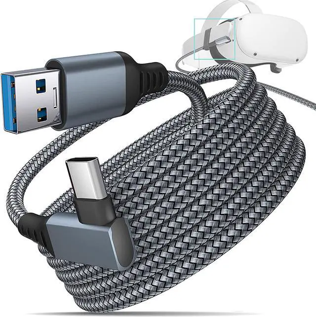 Main image of 16 FT/5M USB A to USB C Link Cable for Ocu-lus/Me-ta Quest 3/2/1 and PC/Steam VR, Braided USB3.2 A to C Compatible for Quest 3/3s/2 Link Cable, High Speed PC Data Transfer,Fast Charging for VR Headset