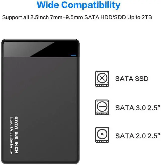 Alt view image 4 of 7 - 2.5" Hard Drive Enclosure USB 3.0 to SATA III for 2.5 Inch SSD & HDD 9.5mm 7mm External Hard Drive Case Support Max 6TB with UASP Compatiable for WD Seagate Toshiba Samsung Hitachi