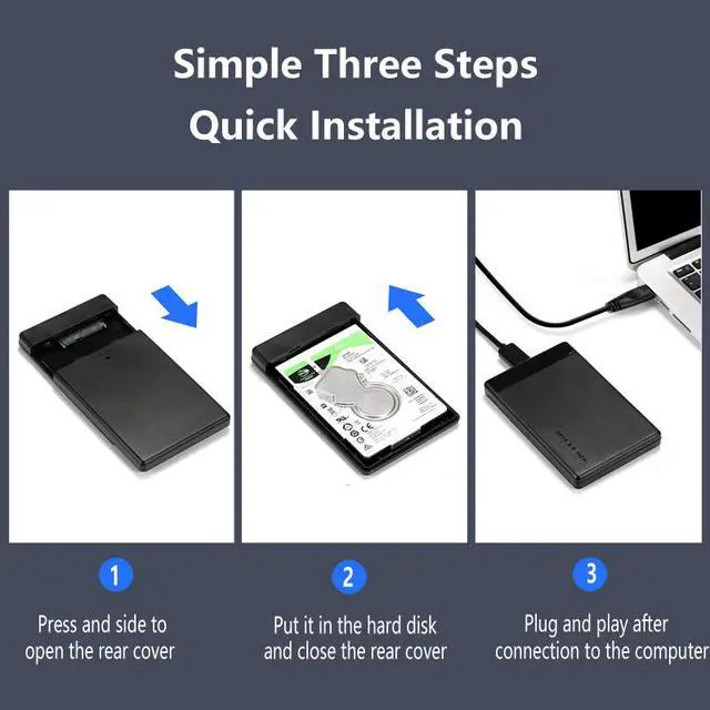 Alt view image 5 of 7 - 2.5" Hard Drive Enclosure USB 3.0 to SATA III for 2.5 Inch SSD & HDD 9.5mm 7mm External Hard Drive Case Support Max 6TB with UASP Compatiable for WD Seagate Toshiba Samsung Hitachi