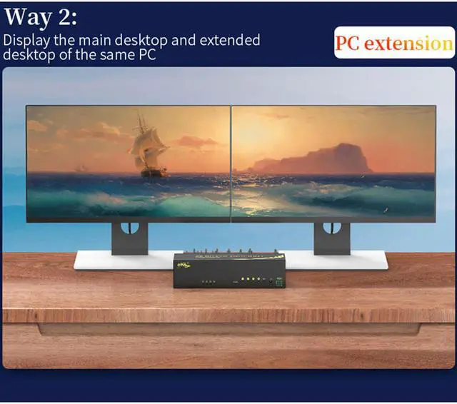 Alt view image 3 of 7 - 4 in 2 out DP HDMI KVM Switch, Dual Screen KVM Switch supports 4 hosts to share 1 set of Keyboard and Mouse and 2 Monitors, 4K @60Hz, DP1.2, HDMI2.0