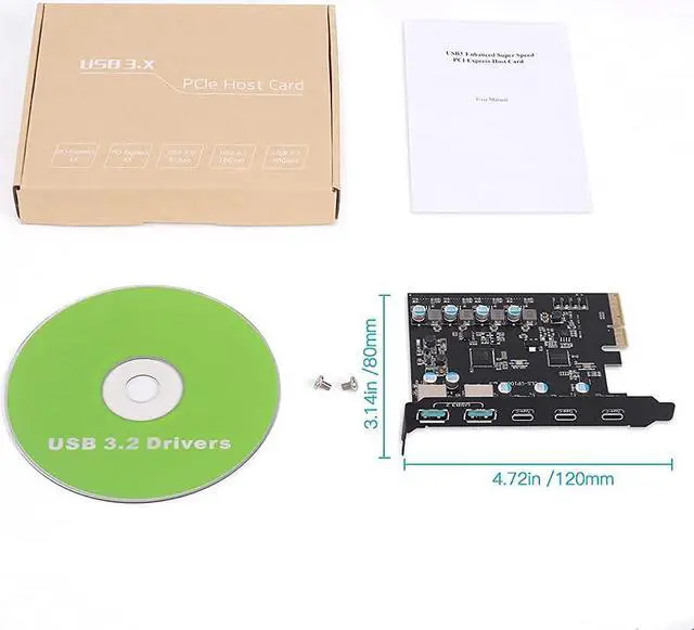 Alt view image 7 of 7 - PCIe to USB 3.2 Gen 2 Adapter Card with 20 Gbps Bandwidth 5-Port (3X USB C -2X USB A) PCI Express Expansion Card Internal USB Hub PCI-E Add-on Cards Riser for Windows 10/8/7 and MAC OS 10.8.2 Above