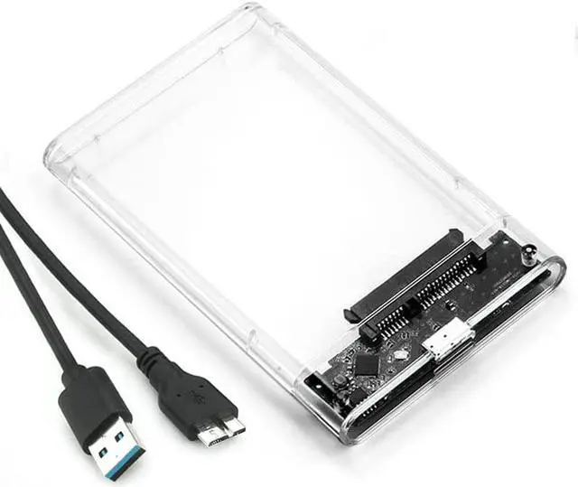 Main image of 2.5" SATA to USB 3.0 External Hard Drive Enclosure, Portable Clear Hard Disk Case Tool-Free for 2.5 inches 7mm 9.5mm Optimized for SSD/HHD Supports SATA III UASP