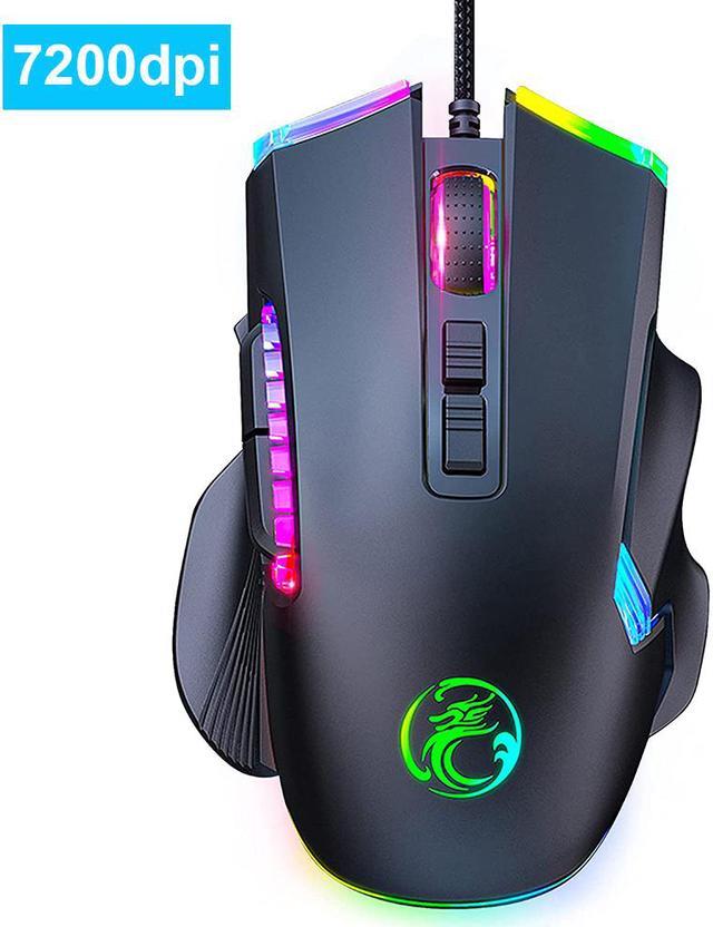 Gaming Mouse USB Wired, 8 Programmable Buttons Computer Mouse, 6 Adjustable  DPI Up to 7200, Ergonomic Wired Mouse with 13 Backlight Modes, PC Gaming