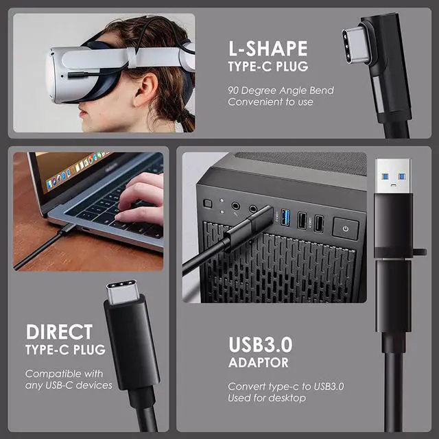 Alt view image 2 of 7 - for Ocu-lus Quest 2 Link Cable, 16ft/5M VR Headset Cable for Me-ta Quest 3S/3/2/Quest 1, USB 3.0 Type C to USB Type C, Compatible for Ocu-lus Quest 3/3S/2/1 Data Transfer Charging Cord for Gaming PC