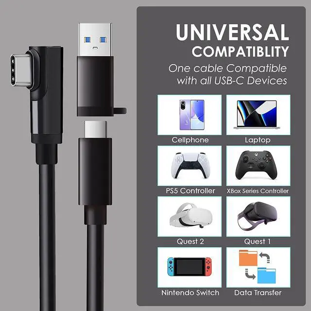 Alt view image 7 of 7 - for Ocu-lus Quest 2 Link Cable, 16ft/5M VR Headset Cable for Me-ta Quest 3S/3/2/Quest 1, USB 3.0 Type C to USB Type C, Compatible for Ocu-lus Quest 3/3S/2/1 Data Transfer Charging Cord for Gaming PC