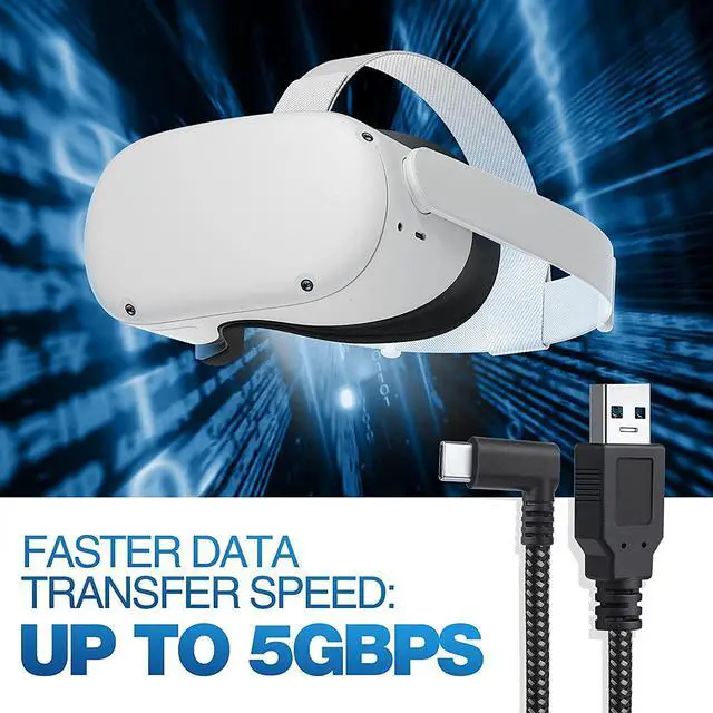 Alt view image 2 of 7 - VR Link Cable for Oculus Quest 2, 16FT /5M USB C 3.2 Gen 1VR Headset Cable for Oculus Quest Accessories, Fast Charging & High Speed Data Transfer USB C Cable for VR Oculus Quest Headset and Gaming PC