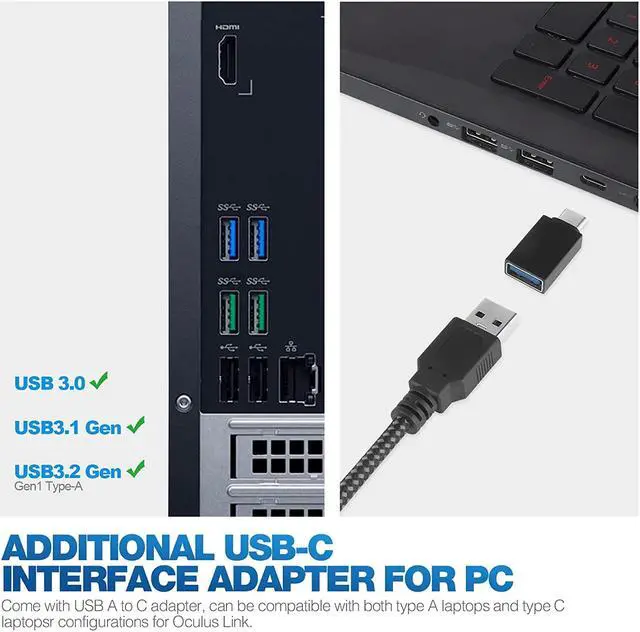 Alt view image 5 of 7 - VR Link Cable for Oculus Quest 2, 16FT /5M USB C 3.2 Gen 1VR Headset Cable for Oculus Quest Accessories, Fast Charging & High Speed Data Transfer USB C Cable for VR Oculus Quest Headset and Gaming PC