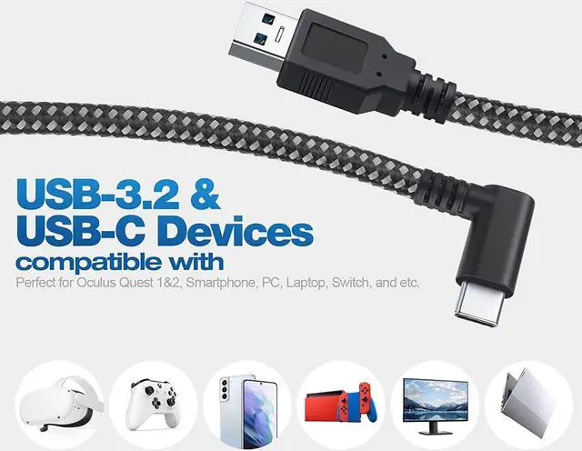 Alt view image 6 of 7 - VR Link Cable for Oculus Quest 2, 16FT /5M USB C 3.2 Gen 1VR Headset Cable for Oculus Quest Accessories, Fast Charging & High Speed Data Transfer USB C Cable for VR Oculus Quest Headset and Gaming PC