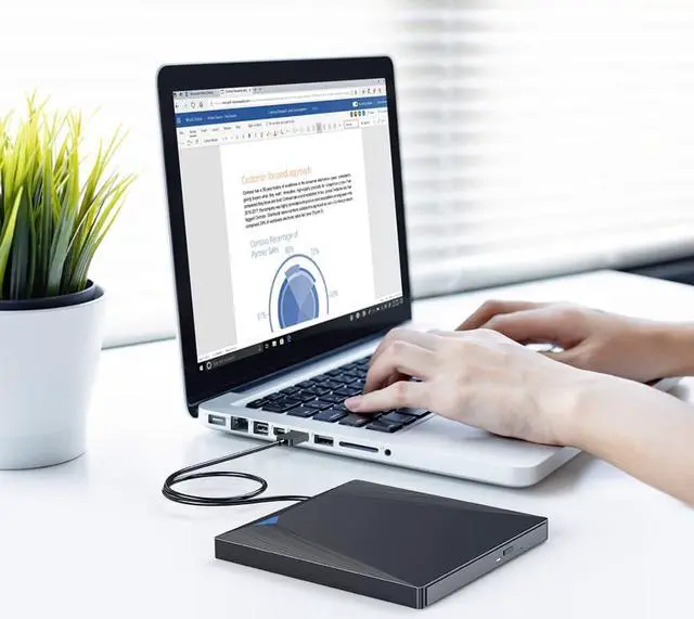 Alt view image 7 of 7 - External CD DVD Drive, USB 3.0 Type-C CD/DVD Burner, Portable USB C Superdrive Burner Player Writer CD DVD +/- RW, Compatible with Windows 10 8 7 XP Vista Mac OS Linux for Mac Pro Air iMac Laptop